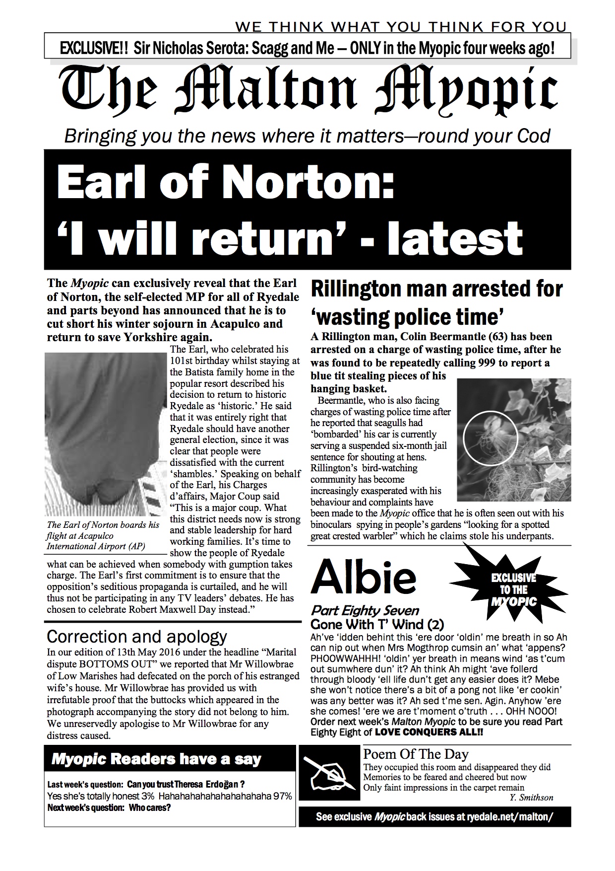 Earl of Norton is MP for Ryedale. Elections 2017 - new Thirsk and Malton MP is the Earl of Norton. Major Coup.